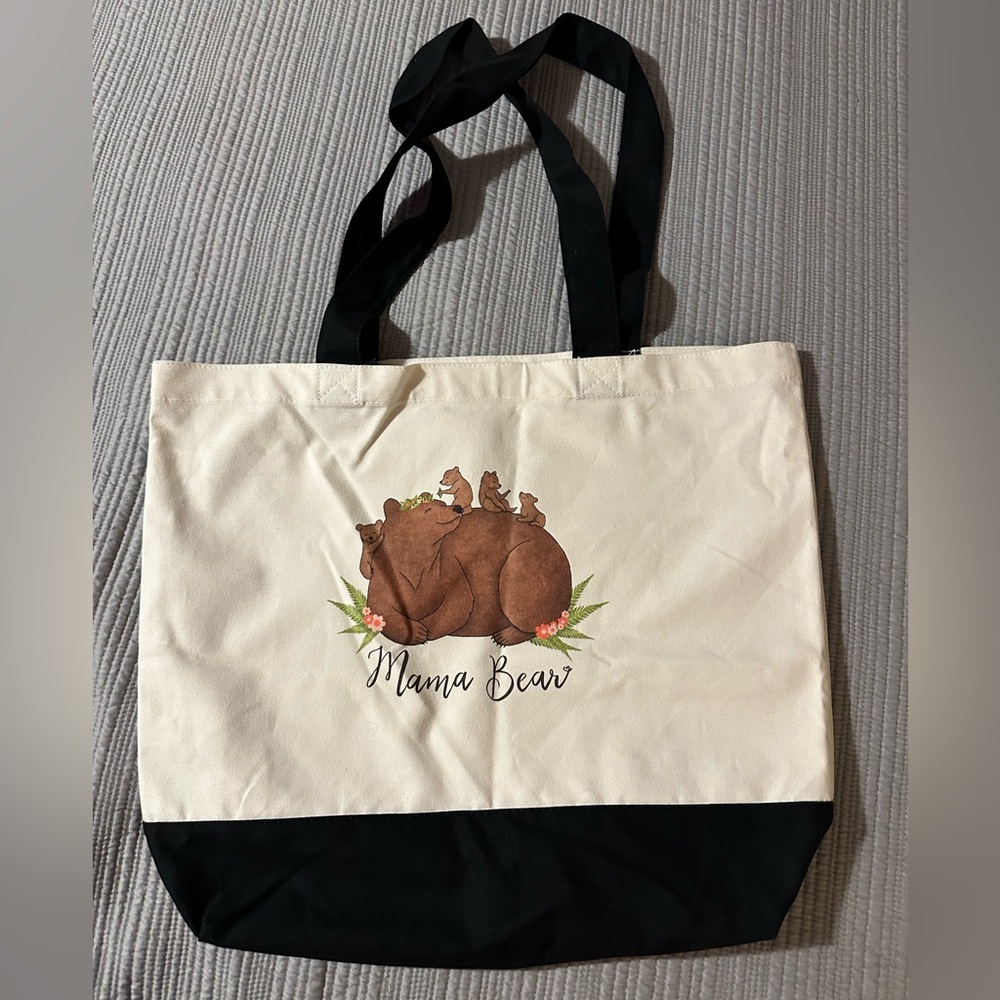 Mama Bear Canvas Tote Carry All Large Reusable Bag Shopping Beach Camping BN